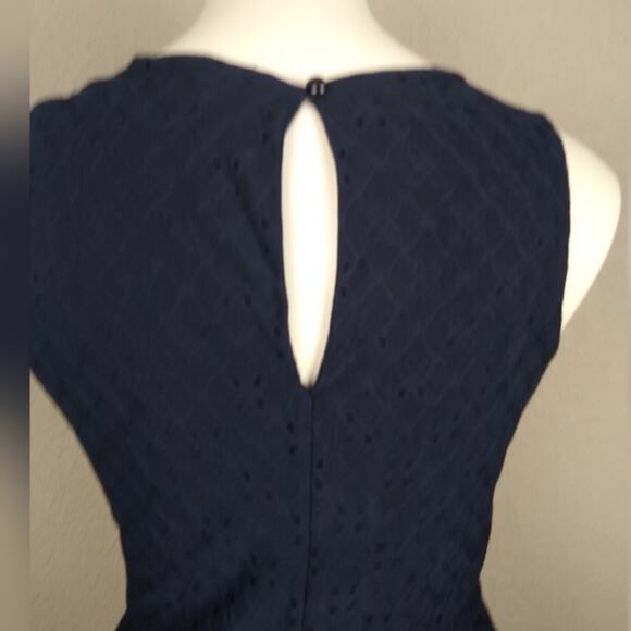 Maurices Eyelet Sleeveless Dress Navy Blue Size Small Spring Summer Wedding Mini - Picture 6 of 14